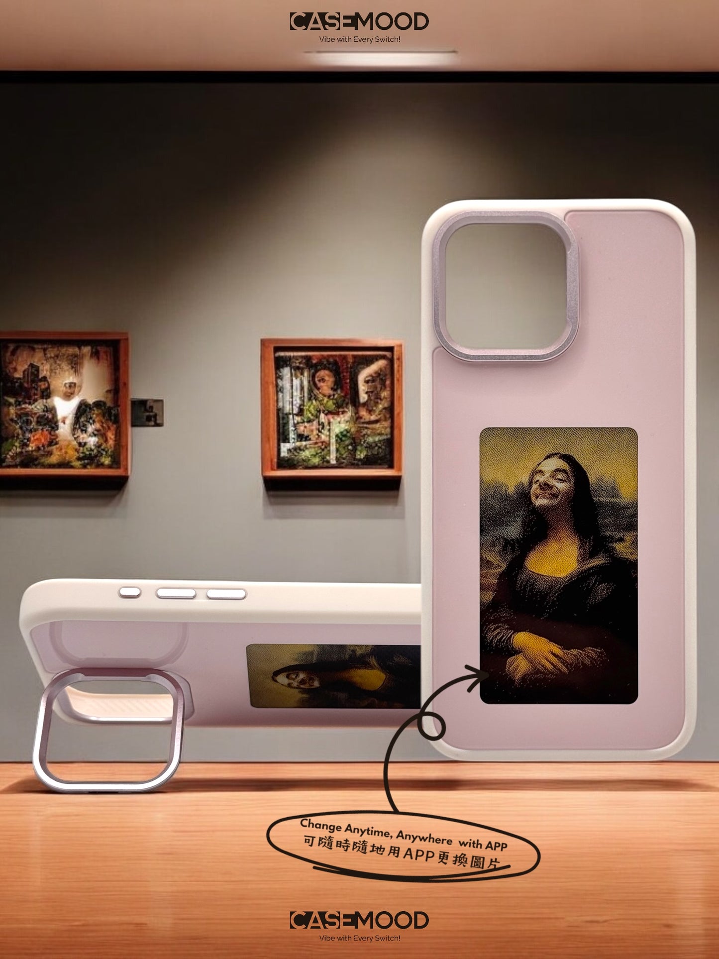 iPhone 15 DIY-Phone Case with Ink Screen and Foldable Stand
